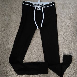 Dolce & Gabbana Womens Black Leggings with White Trim